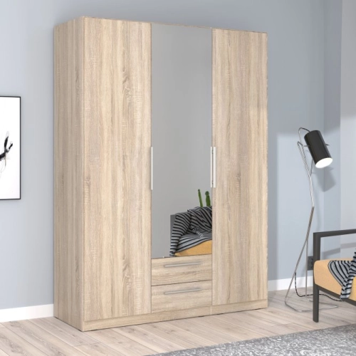 Szafa z lustrem i szufladami 150 cm Dąb Sonoma